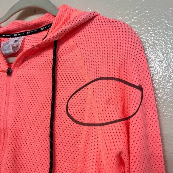 DKNY Sprint Mesh Relaxed Full Zip Hoodie Xtra Small in Aprikot - Picture 8 of 9